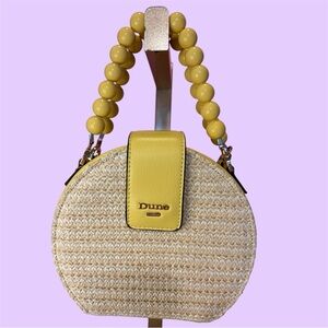 Dune London Beige and Yellow Mini Bag with Beaded Handles